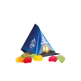 Fruchtgummi Tetraeder, Folie weiß, Trolli Fruchtgummi Auto-Mischung bedrucken, Art.-Nr. 1027.00045