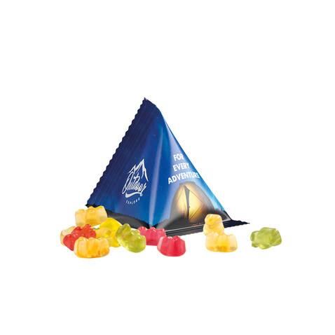 Fruchtgummi Tetraeder, Folie weiß, Trolli Premium Bärchen, bedrucken, Art.-Nr. 1027.00061