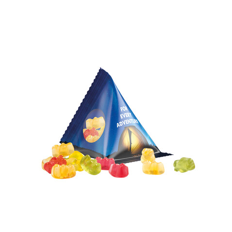 Fruchtgummi Tetraeder, Folie transparent, Trolli Premium Bärchen, bedrucken, Art.-Nr. 1027.00062