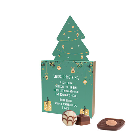 Lindt Präsent im Werbeschuber &quot;Tannenbaum&quot;, Lindt Mini Pralinés bedrucken, Art.-Nr. 1057.00007