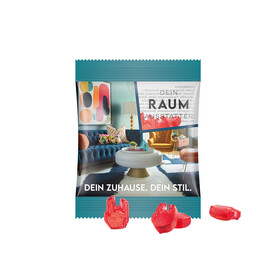 Minitüte Sonderform, 10 g, Folie transparent, Fruchtgummi , 10 % Fruchtsaftanteil bedrucken, Art.-Nr. 1159.00291 Minitüte Sonderform, 10 g, Folie transparent, Fruchtgummi , 10 % Fruchtsaftanteil bedrucken, Art.-Nr. 1159.00291