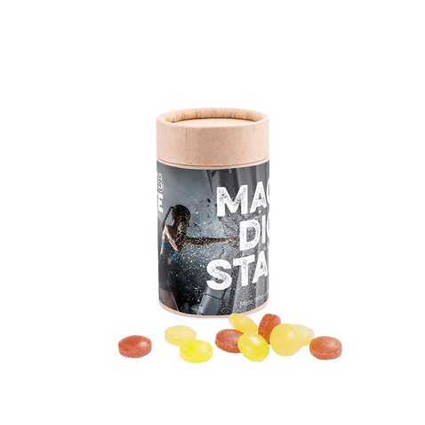 Papierdose Eco Midi mit Mini Bonbons Fruchtmix bedrucken, Art.-Nr. 1179.00028