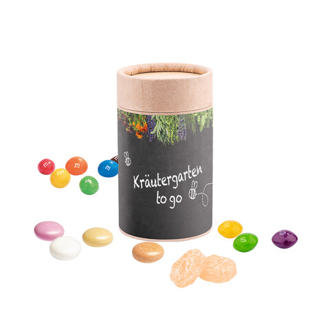 Papierdose Eco Midi mit Werbeetikett, verschiedene Füllungen lieferbar bedrucken, Art.-Nr. 1179.gp