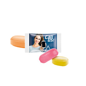 Fruchtmix Bonbon im weißen Flowpack bedrucken, Art.-Nr. 1209.00001