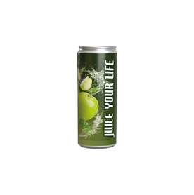 Getränkedose 250ml Apfelschorle, Klebeetikett weiß bedrucken, Art.-Nr. 1218.00011 Getränkedose 250ml Apfelschorle, Klebeetikett weiß bedrucken, Art.-Nr. 1218.00011