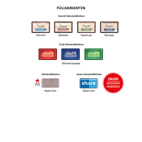 Täfelchen Adventskalender Haus, share Napolitain bedrucken, Art.-Nr. 1277.00008