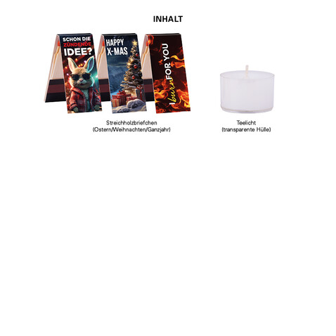 Klappbox S, Teelichter &amp; Streichhölzer X-Mas bedrucken, Art.-Nr. 1269.00011