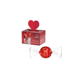 Geschenkbox Mini Herz, Lindt LINDOR Milchkugeln bedrucken, Art.-Nr. 1271.00032