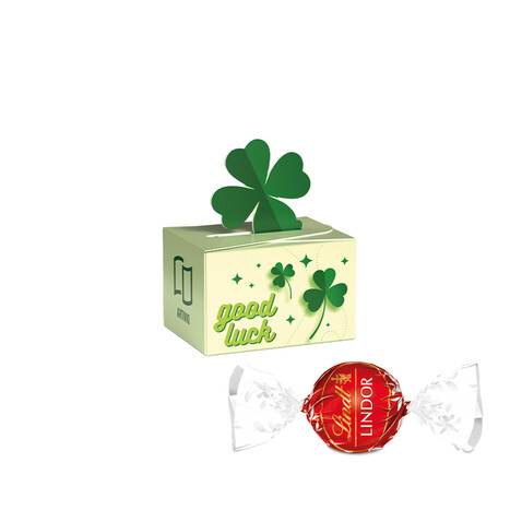 Geschenkbox Mini Kleeblatt, Lindt LINDOR Milchkugeln bedrucken, Art.-Nr. 1271.00036