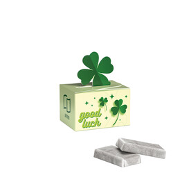 Geschenkbox Mini Kleeblatt, Alpenmilch Schokotäfelchen bedrucken, Art.-Nr. 1271.00039