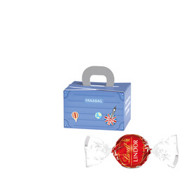 Geschenkbox Mini Koffer, Lindt LINDOR Milchkugeln bedrucken, Art.-Nr. 1271.00040