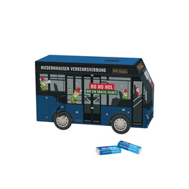 Adventskalender Bus, share Schokotäfelchen bedrucken, Art.-Nr. 1275.00006