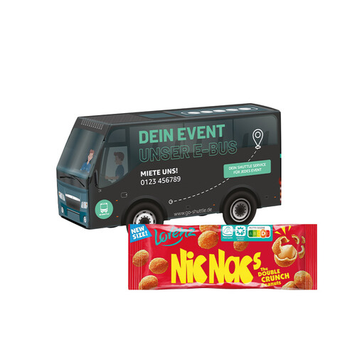 3D-Präsent Bus, Lorenz Nic Nac&#039;s Erdnüsse bedrucken, Art.-Nr. 1297.00024