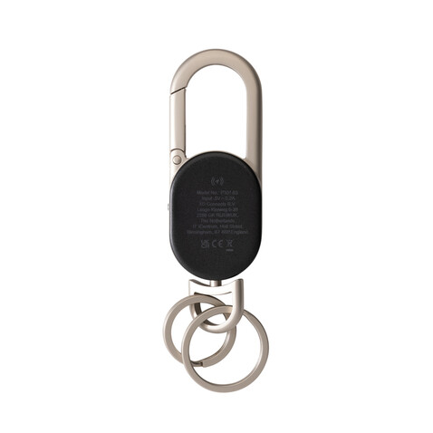 Schlüsselanhänger Keyfinder mit weltweiter Ortung und USB-C schwarz, grau bedrucken, Art.-Nr. P301.6301