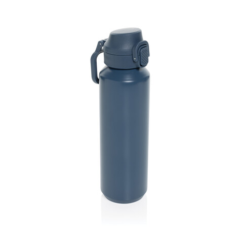 Via RCS Re-Steel Sportflasche mit Verschluss, 600ml navy blau bedrucken, Art.-Nr. P437.5025