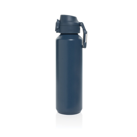 Via RCS Re-Steel Sportflasche mit Verschluss, 600ml navy blau bedrucken, Art.-Nr. P437.5025