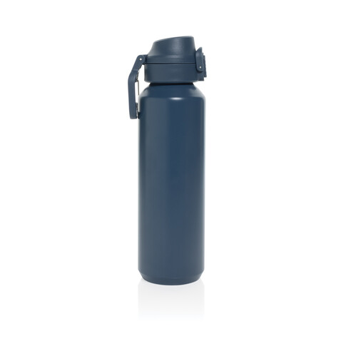 Via RCS Re-Steel Sportflasche mit Verschluss, 600ml navy blau bedrucken, Art.-Nr. P437.5025