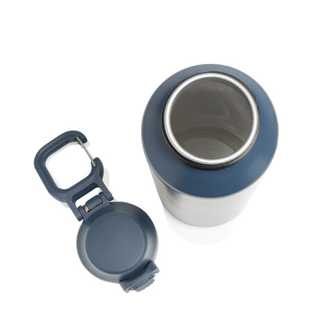 Via RCS Re-Steel Sportflasche mit Verschluss, 600ml navy blau bedrucken, Art.-Nr. P437.5025