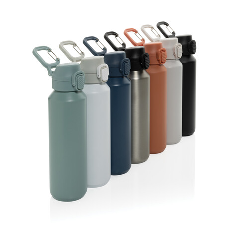 Via RCS Re-Steel Sportflasche mit Verschluss, 600ml navy blau bedrucken, Art.-Nr. P437.5025