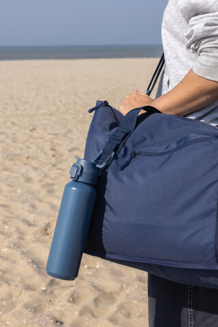 Via RCS Re-Steel Sportflasche mit Verschluss, 600ml navy blau bedrucken, Art.-Nr. P437.5025