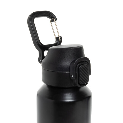 Via RCS Re-Steel Sportflasche mit Verschluss, 600ml schwarz bedrucken, Art.-Nr. P437.5001