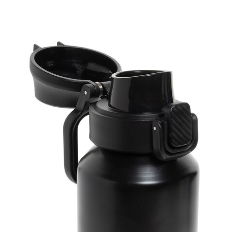 Via RCS Re-Steel Sportflasche mit Verschluss, 600ml schwarz bedrucken, Art.-Nr. P437.5001