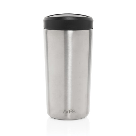 Avira Alix Klickbecher aus RCS rec. Stahl 400ml silber bedrucken, Art.-Nr. P438.1002