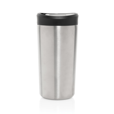Avira Alix Klickbecher aus RCS rec. Stahl 400ml silber bedrucken, Art.-Nr. P438.1002