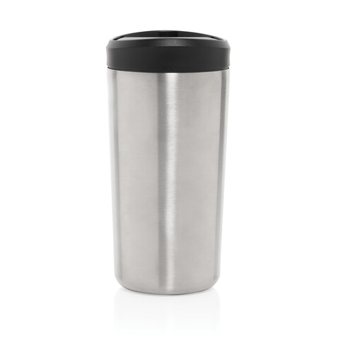 Avira Alix Klickbecher aus RCS rec. Stahl 400ml silber bedrucken, Art.-Nr. P438.1002