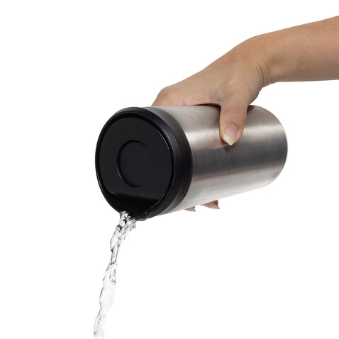 Avira Alix Klickbecher aus RCS rec. Stahl 400ml silber bedrucken, Art.-Nr. P438.1002