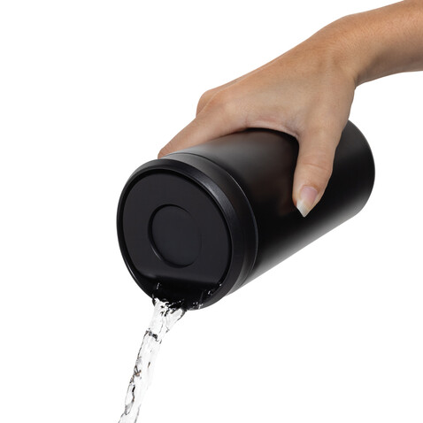 Avira Alix Klickbecher aus RCS rec. Stahl 400ml schwarz bedrucken, Art.-Nr. P438.1001
