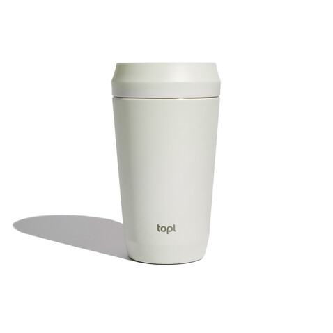 Topl-Trinkbecher aus rec. Stahl mit 360-Grad-Deckel 354ml weiß bedrucken, Art.-Nr. RBTGS12SA