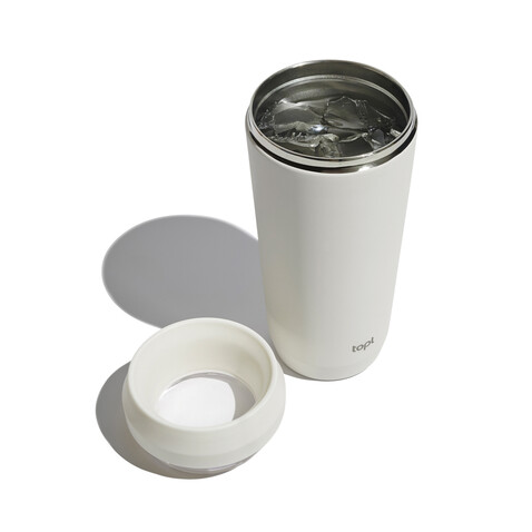 Topl-Trinkbecher aus rec. Stahl mit 360-Grad-Deckel 354ml braun bedrucken, Art.-Nr. RBTGS12SA