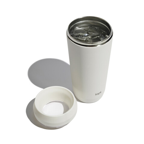 Topl-Trinkbecher aus rec. Stahl mit 360-Grad-Deckel 354ml weiß bedrucken, Art.-Nr. RBTGS12SA