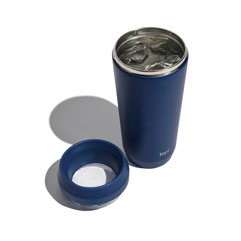 Topl-Trinkbecher aus rec. Stahl mit 360-Grad-Deckel 354ml navy blau bedrucken, Art.-Nr. RBTGS12NA