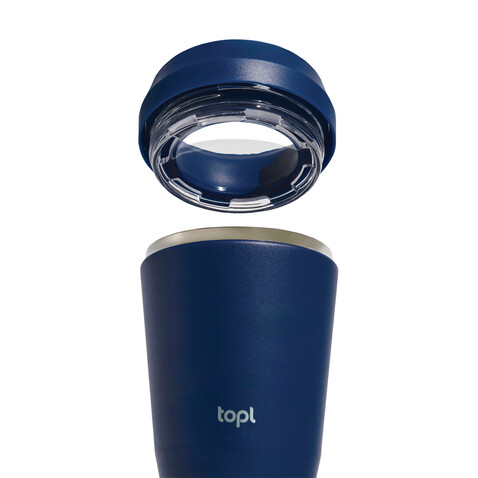 Topl-Trinkbecher aus rec. Stahl mit 360-Grad-Deckel 354ml navy blau bedrucken, Art.-Nr. RBTGS12NA