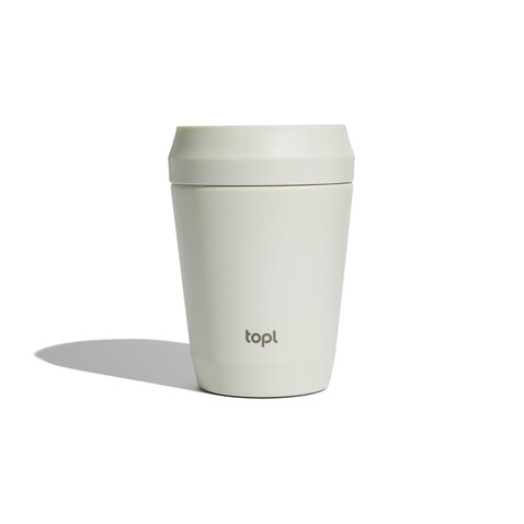 Topl-Trinkbecher aus rec. Stahl mit 360-Grad-Deckel 236ml weiß bedrucken, Art.-Nr. RBTGS8SA