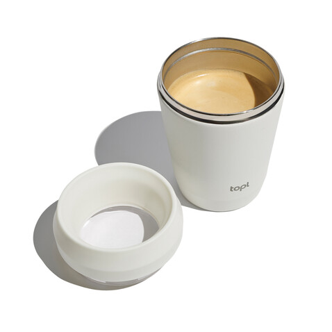 Topl-Trinkbecher aus rec. Stahl mit 360-Grad-Deckel 236ml weiß bedrucken, Art.-Nr. RBTGS8SA