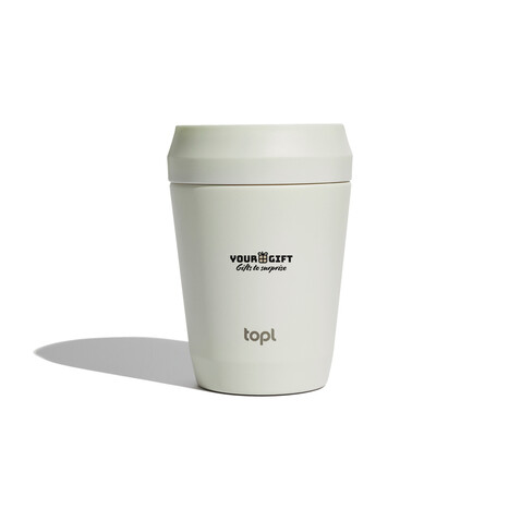 Topl-Trinkbecher aus rec. Stahl mit 360-Grad-Deckel 236ml weiß bedrucken, Art.-Nr. RBTGS8SA