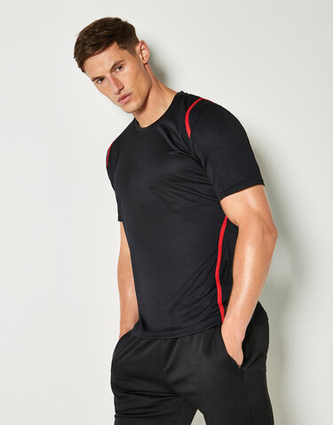 Kustom Kit Regular Fit Cooltex® Contrast Tee, Black/Red, XL bedrucken, Art.-Nr. 021111546