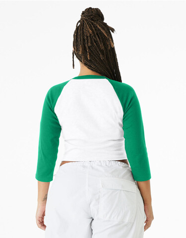 Bella Women`s Micro Rib 3/4 Raglan Baby Tee, White/Navy, L bedrucken, Art.-Nr. 028060525