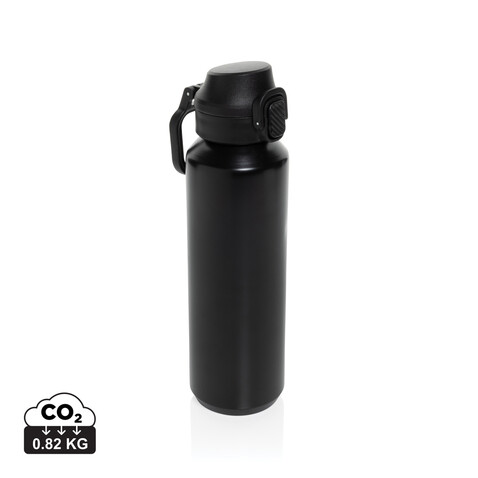 Via RCS Re-Steel Sportflasche mit Verschluss, 600ml schwarz bedrucken, Art.-Nr. P437.5001