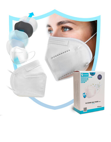 Virshields FFP2 Filtering Half Mask 5 Layers, White, One Size bedrucken, Art.-Nr. 993630000