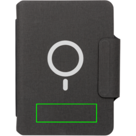 Artic magnetisches 10W Wireless Charging Notizbuch schwarz bedrucken, Art.-Nr. P774.312