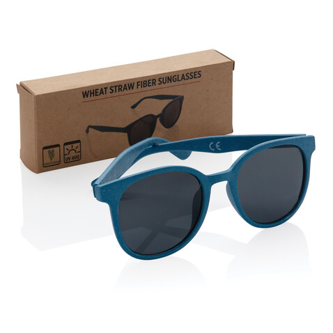 Weizenstroh Sonnenbrille blau bedrucken, Art.-Nr. P453.915