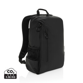 Lima Aware™ RPET wasserabweisender 15,6&amp;quot; Laptop-Rucksack schwarz bedrucken, Art.-Nr. P763.4401