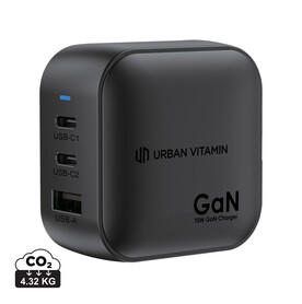 Urban Vitamin Santa Cruz 70W GAN-Ladegerät aus RCS rec. PC schwarz bedrucken, Art.-Nr. P301.9801