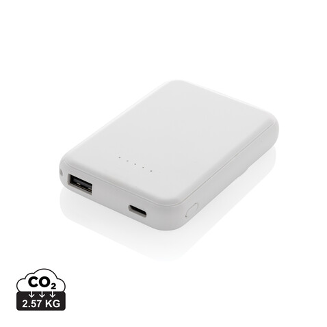 Stellar 5.000mAh 5W magnetische Powerbank aus RCS rec. ABS weiß bedrucken, Art.-Nr. P322.5903
