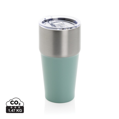 Fluid Becher aus RCS-zertifiziert recyceltem Stahl, 500ml grün bedrucken, Art.-Nr. P437.1317