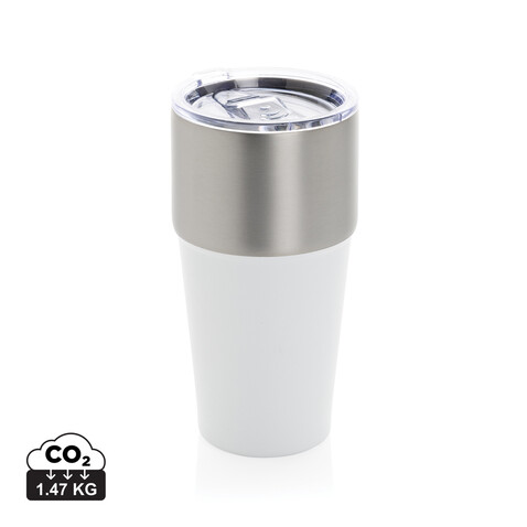 Fluid Becher aus RCS-zertifiziert recyceltem Stahl, 500ml weiß bedrucken, Art.-Nr. P437.1303